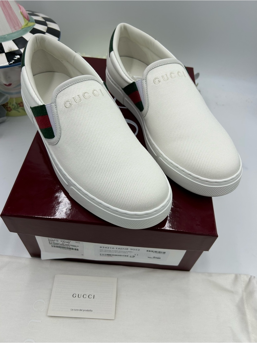 Men's Gucci ace slip on sneakers size 11 fits 12 US made in Italy - Picture 1 of 11